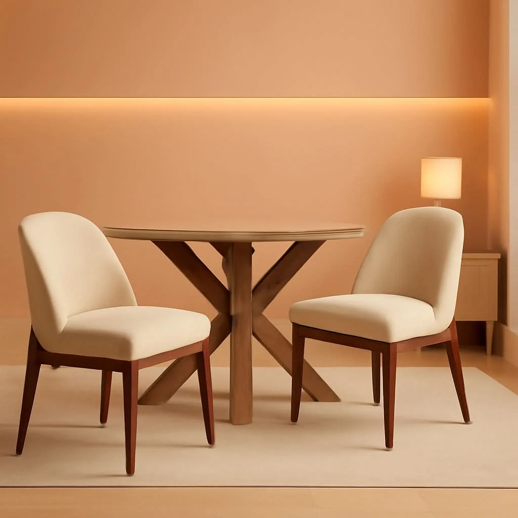 Efficient Beige Upholstered Dining Chairs With SolidWood Legs Eco-Friendly
