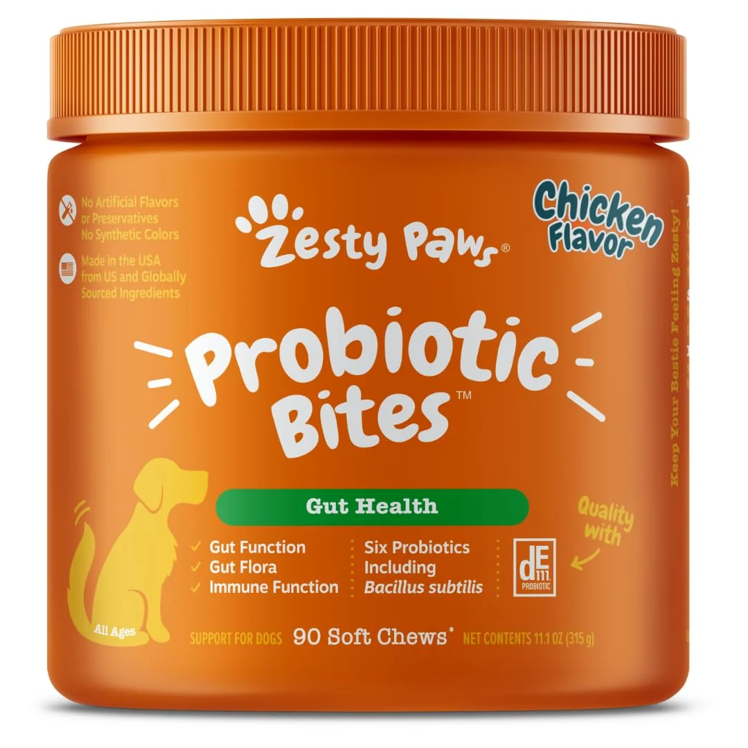 Authentic Zesty Paws Probiotics for Dogs — Digestive Health DE111 90 Count Soft Chews Sustainable