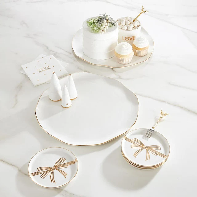Optimized Organic Edge Platter 13 White Gold Rim Consistent