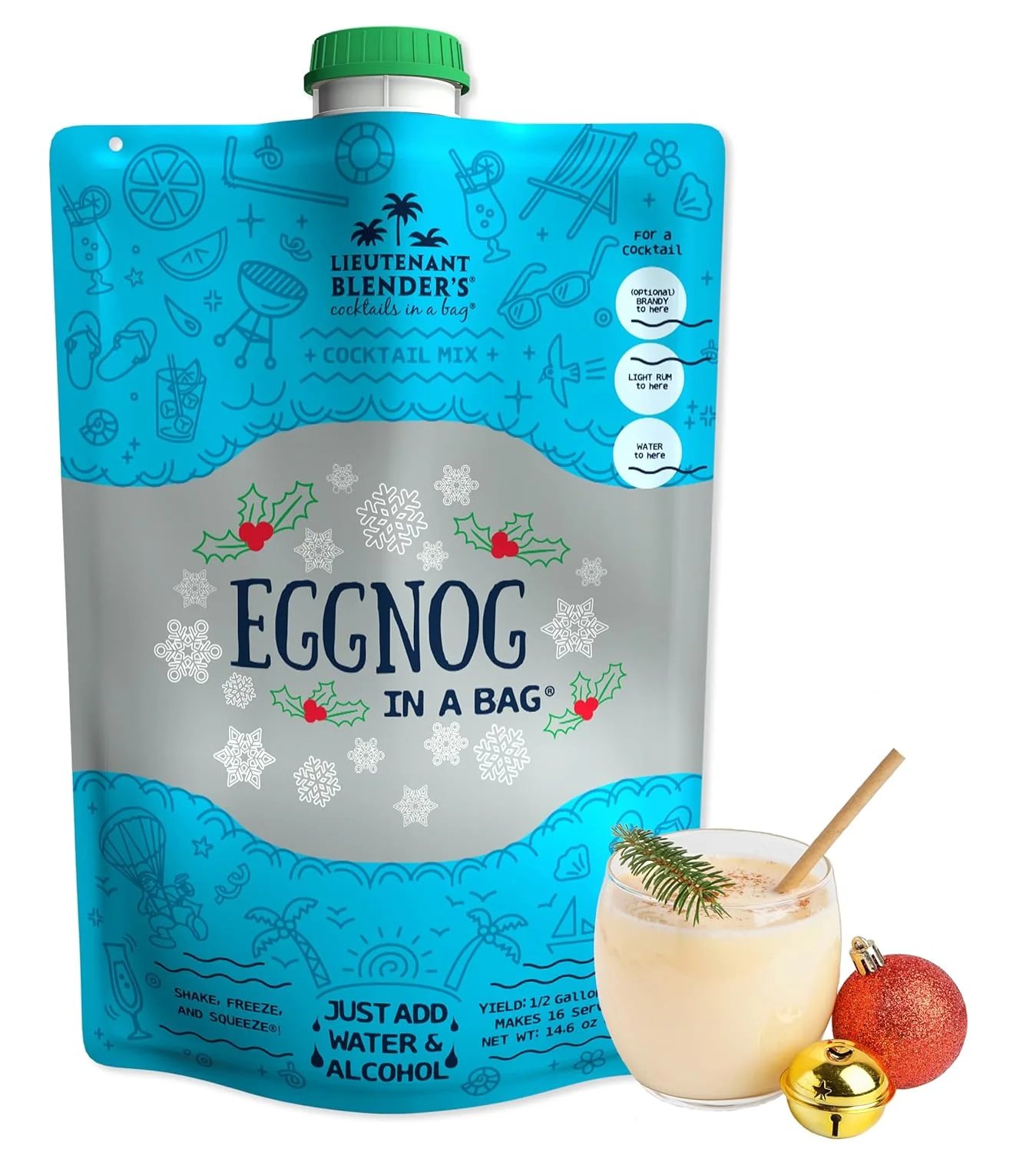 Clean Lt. Blender’s All Natural Eggnog Drink Mix for Festive Holidays Creamy Non-Alcoholic Eggnog Cocktail Mix Easy to Make Official