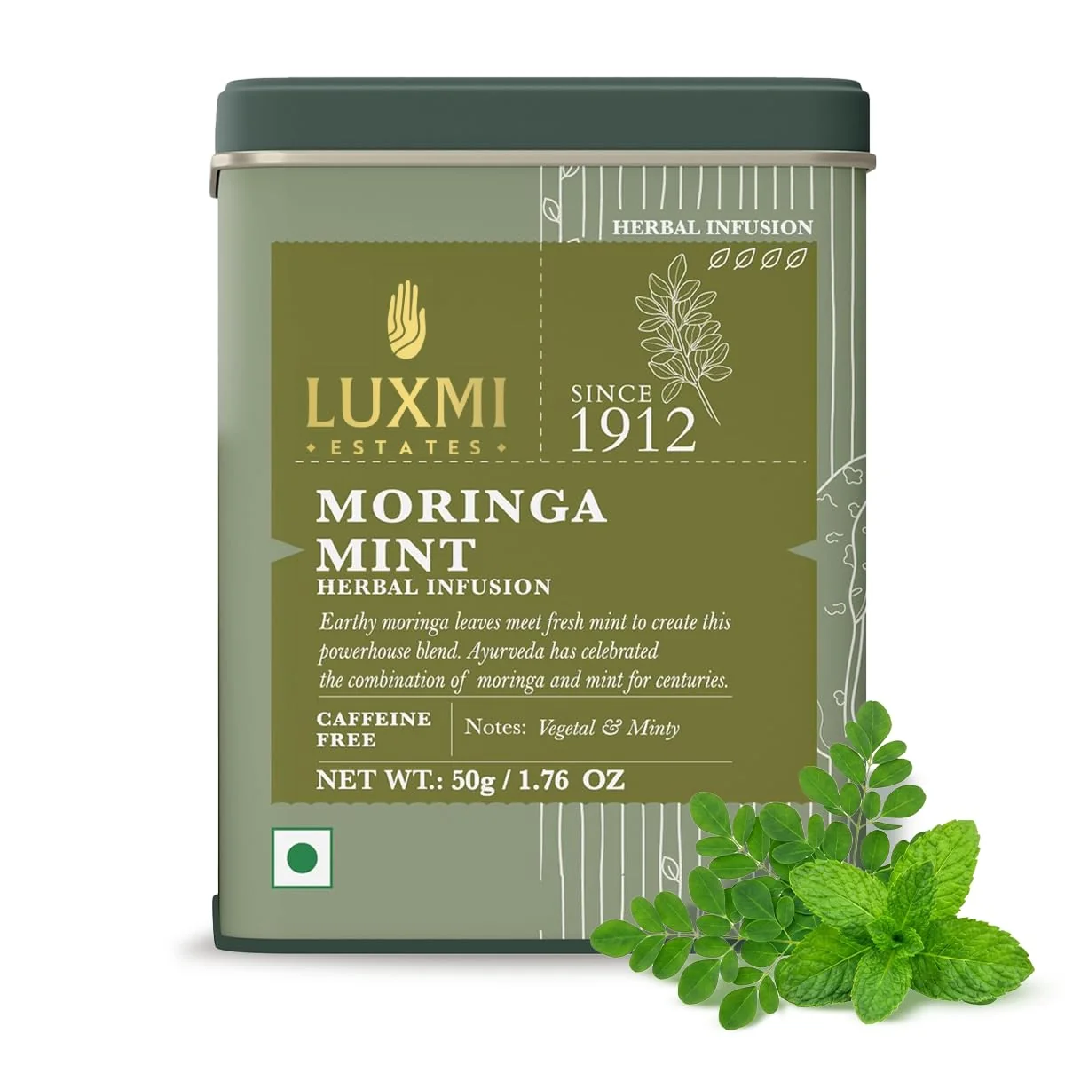 Consistent Luxmi Estates Moringa Mint Tea Loose Leaf 50g 1.76oz 25 Cups Moringa Oleifera Leaf with Spearmint – Caffeine- Herbal Superfood Infusion Vegan amp Non-GMO Easy-to-Use