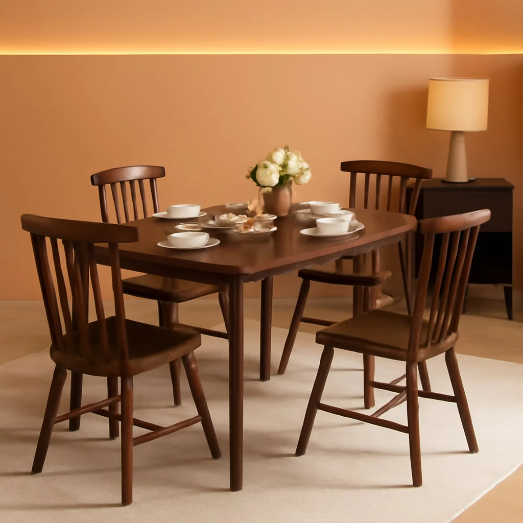 Reliable Walnut Bamboo Rectangular Modern Minimalist Dining Table Efficient