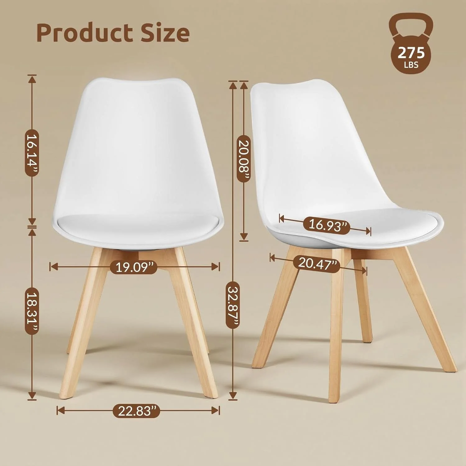 Fine Mid Century Modern White Upholstered Dining Chairs Excellent