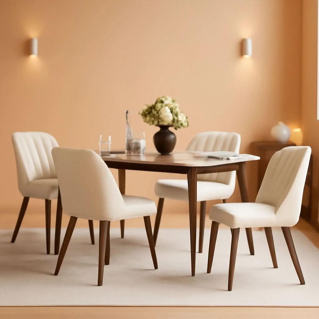 Fashionable Beige Upholstered Dining Chairs With Contemporary Finish Trusted