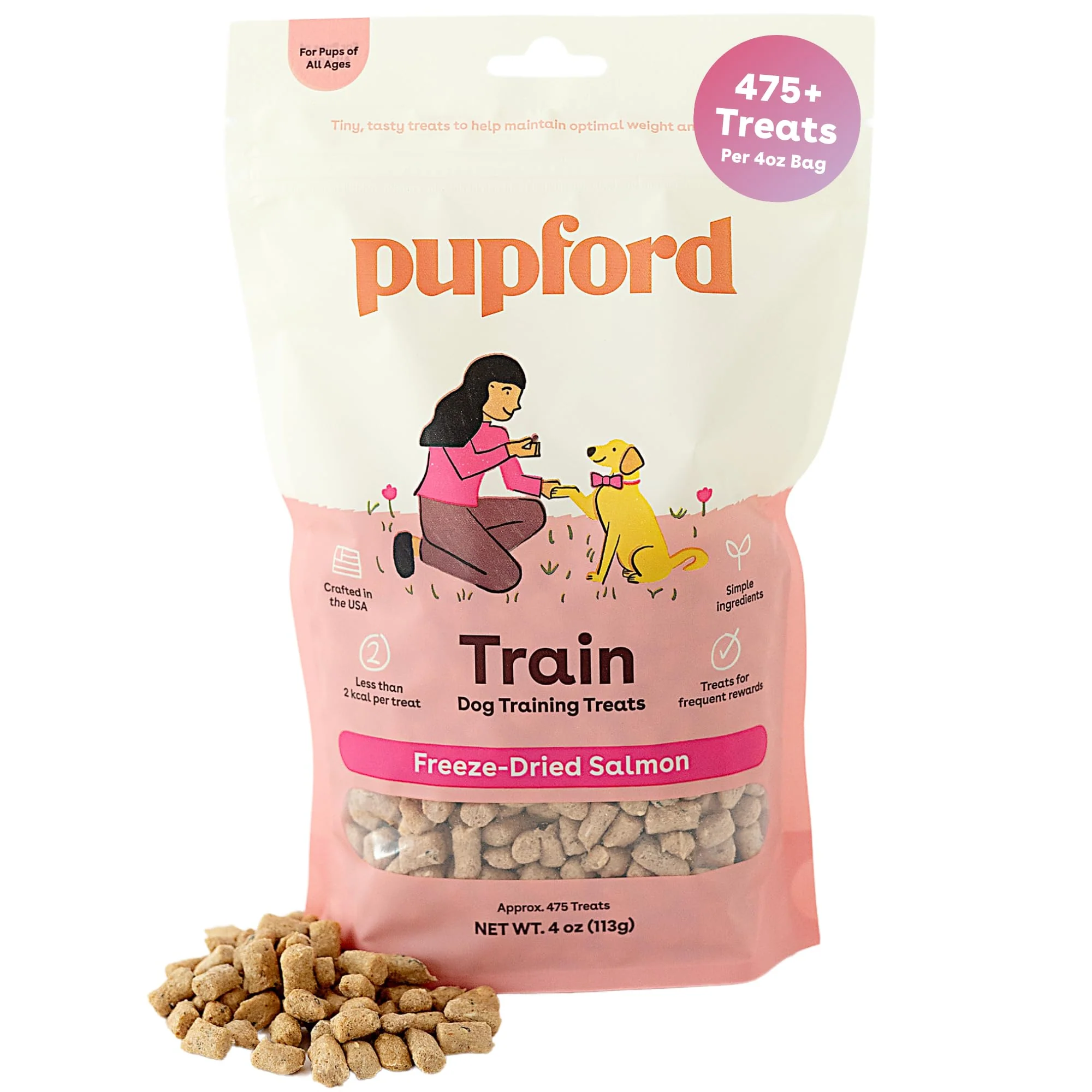 Carefully Designed Pupford ze Dried Training Treats – Salmon 4 oz Two-Ingredient Soft