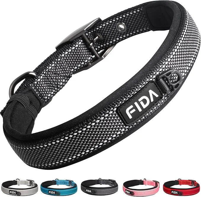 Fida Heavy Duty Dog Collar Ultra Comfortable Soft Neoprene Padded Adjustable Expertly Made