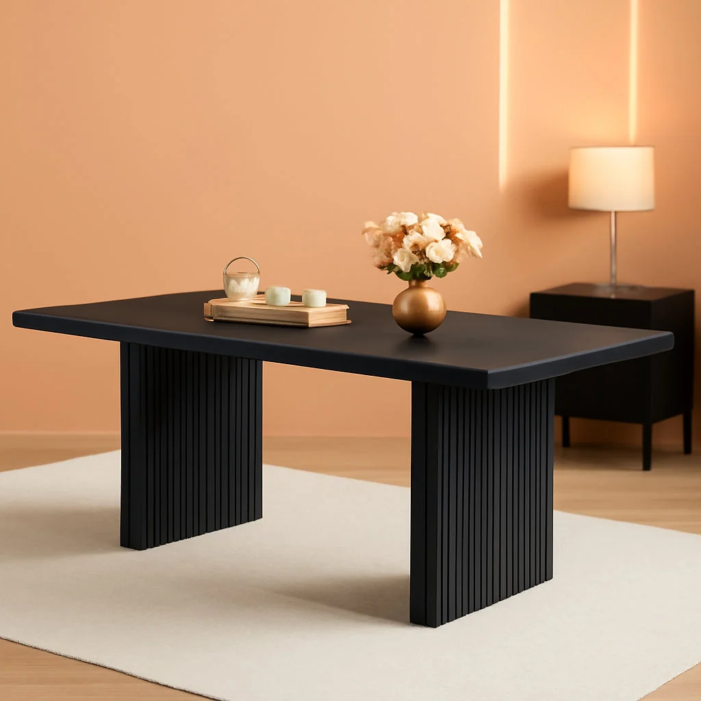 Elite 71 Industrial Dining Table Black Metal Platform Detailed