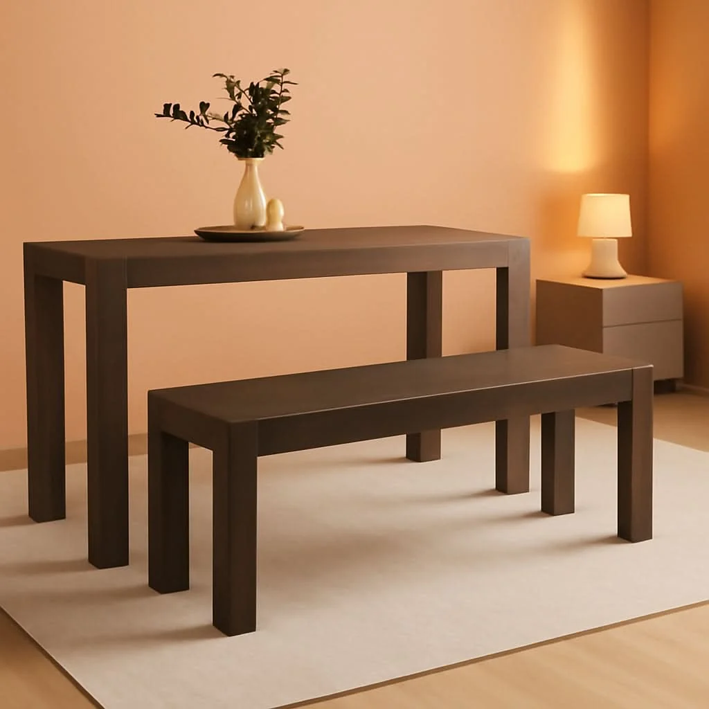 Dependable 60 Inch Solid Wood Dining Bench Walnut Wirebrush Finish Stylish