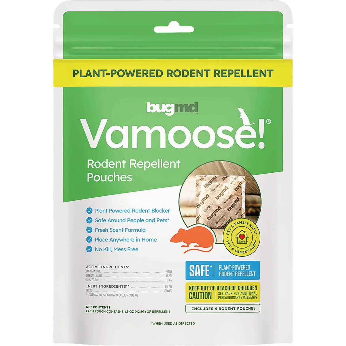 Fast BugMD 1-1 2 Oz. Vamoose Rodent Repellent Pouches 4-Pack Classic
