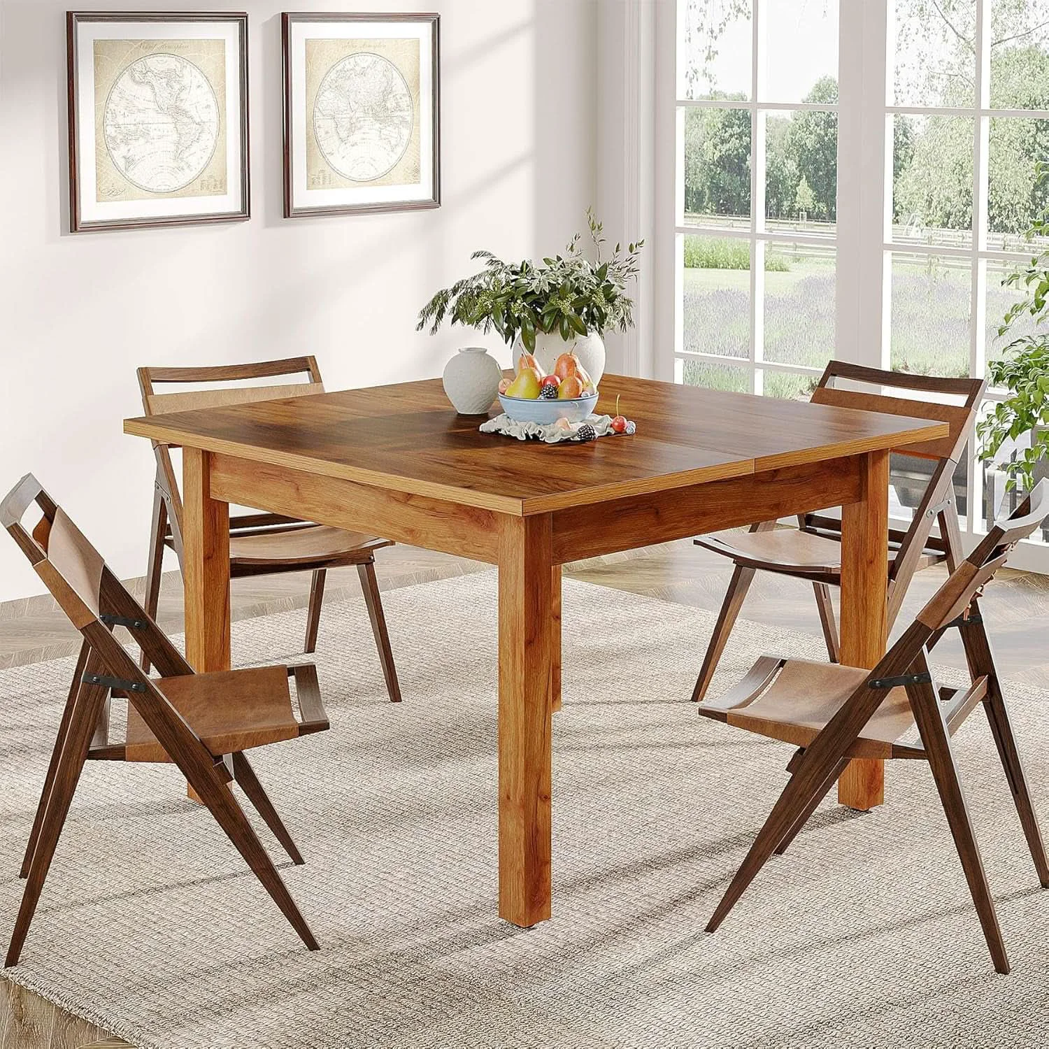 Traditional Tribesigns 39 Inch Wood Dining Table Rustic Brown Farmhouse Environmentally Friendly