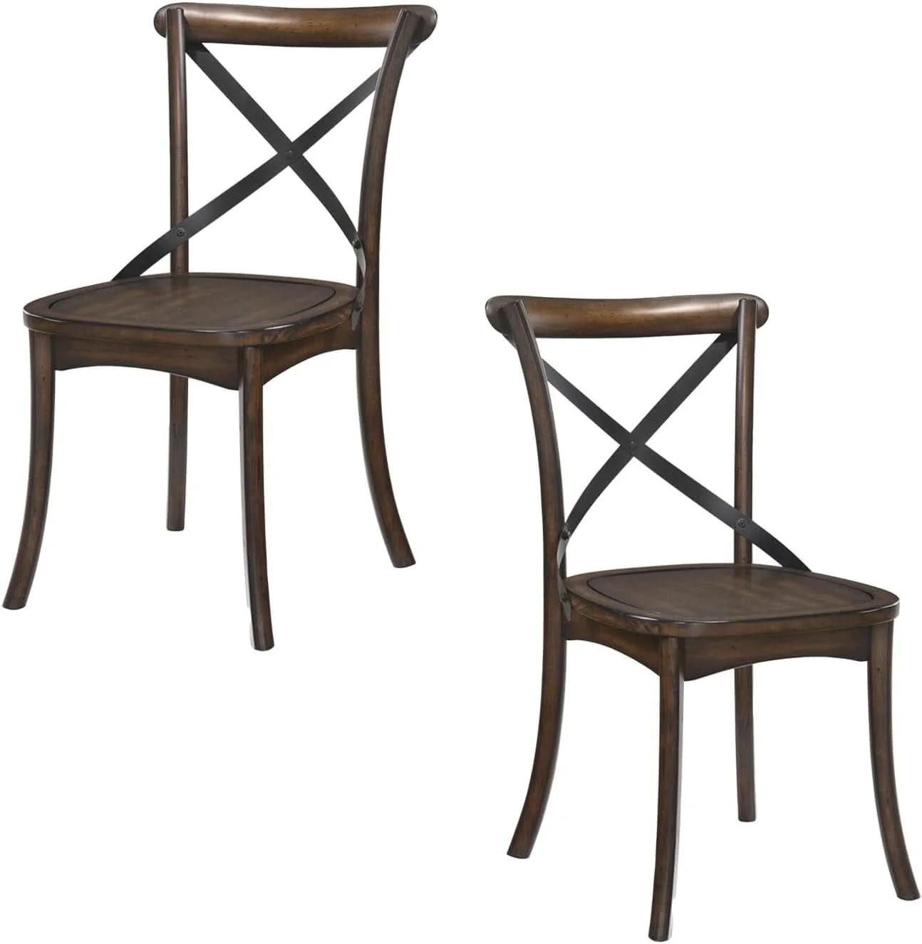 Enhanced High Quality XBack Dining Chairs Two Dark Oak Finish Relaxed