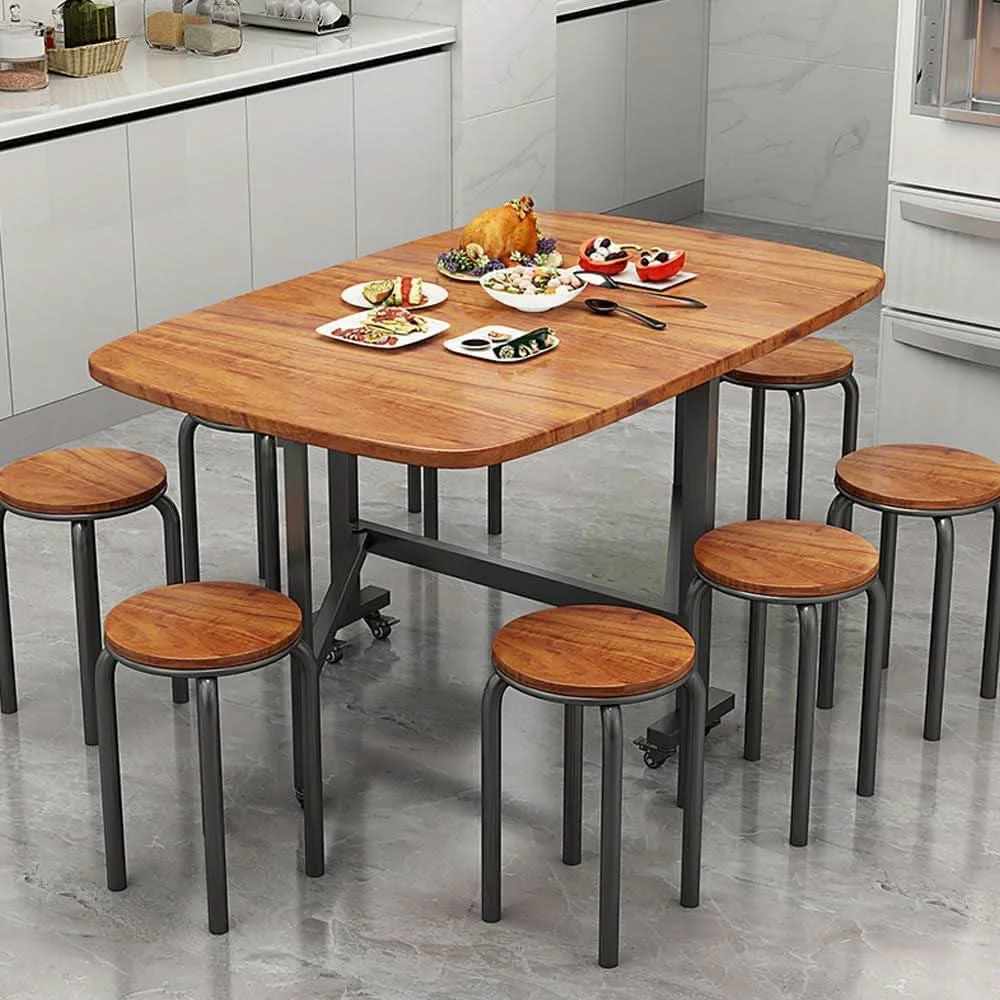 Dependable Forty Seven Inch Drop Leaf Folding Dining Table Solid Wood Convenient