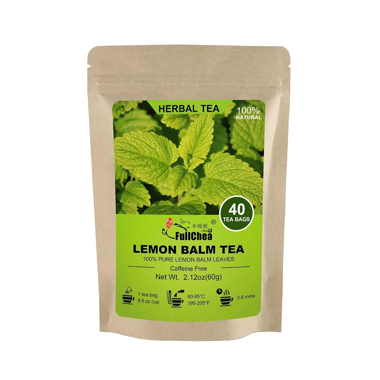 Excellent FullChea – Lemon Balm Tea Bags 40 Count Natural lemon balm leaves Melissa Officinalis caffeine- promotes relaxation and supports digestive comfort in herbal tea blends Trusted