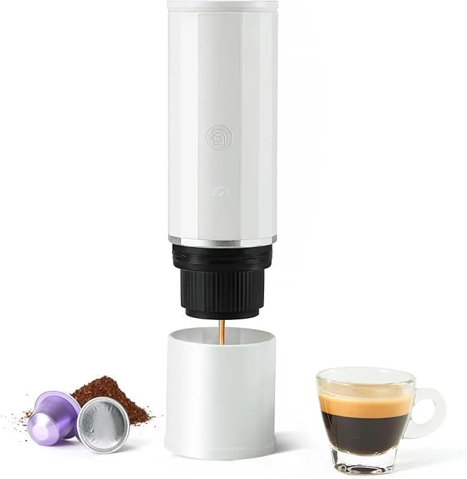 Comfortable portable coffee maker15 Bar Mini Coffee Maker USB-C Car Charger Lightweight Espresso Maker White Specialty