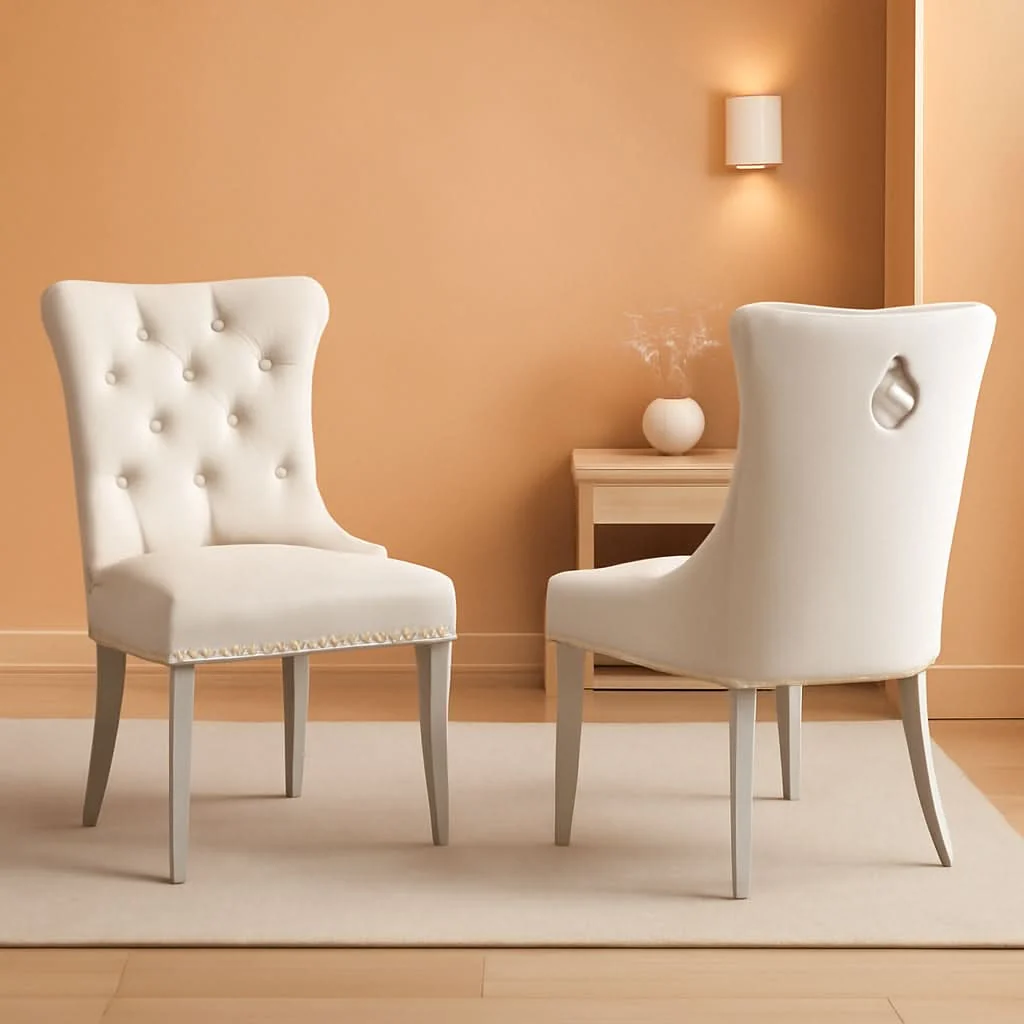Dependable Velvet Dining Chairs Set Of 2 Beige Tufted Upholstered Versatile
