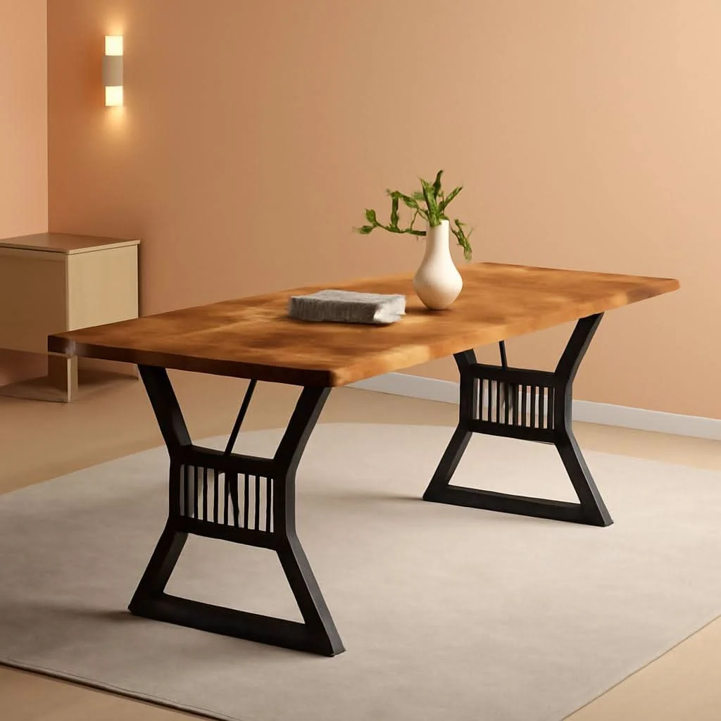 Premium 70.8 Inch Farmhouse Dining Table With Heavy Duty Metal Legs Recyclable