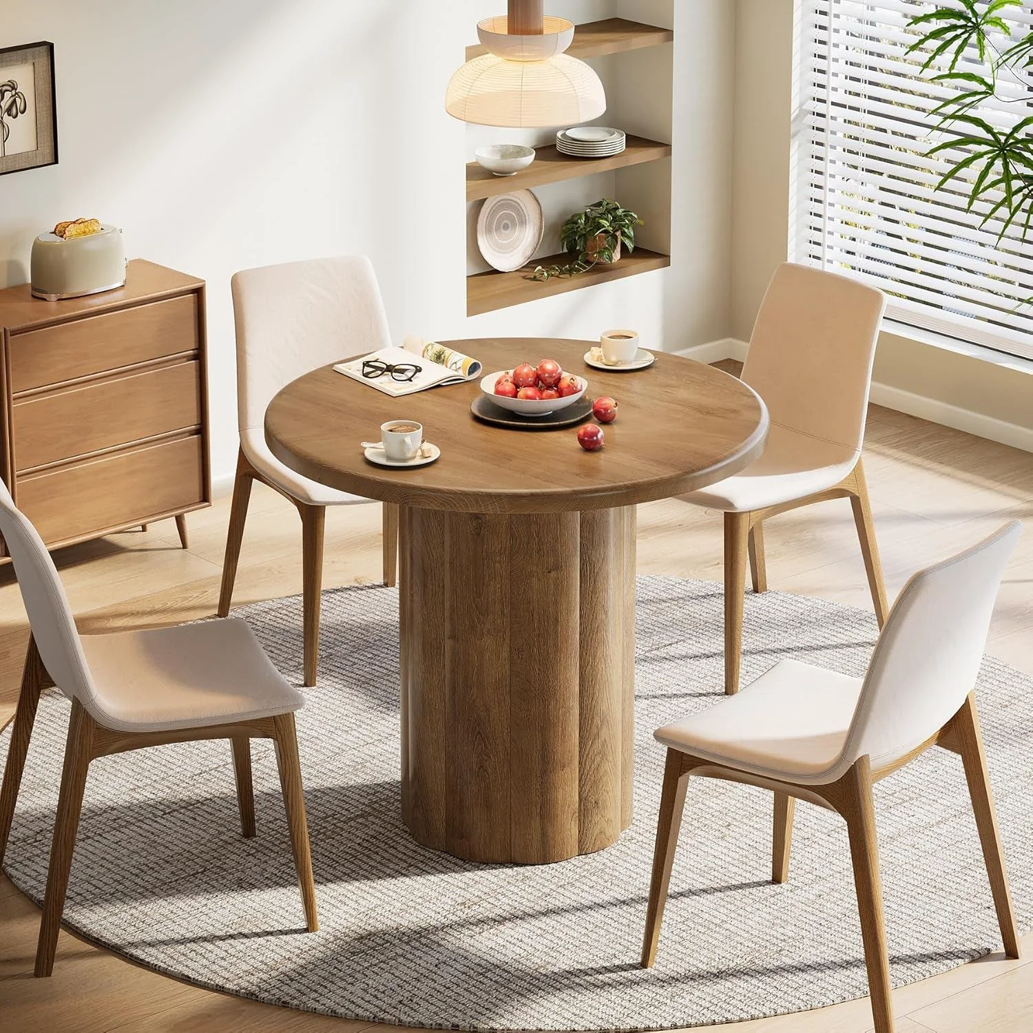 Dependable Circular Dining Table Thirty One Inch Sturdy Base Design Carefully Designed