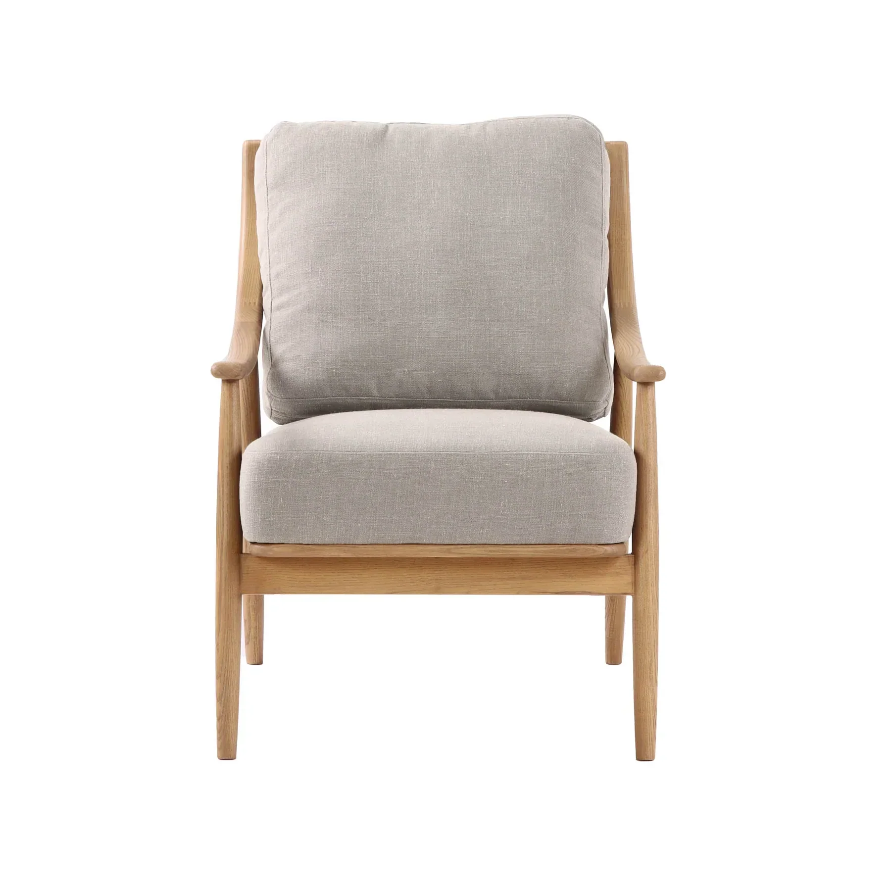 Certified Kinsley Club Chair – Light Linen Cushions Natural Frame Practical