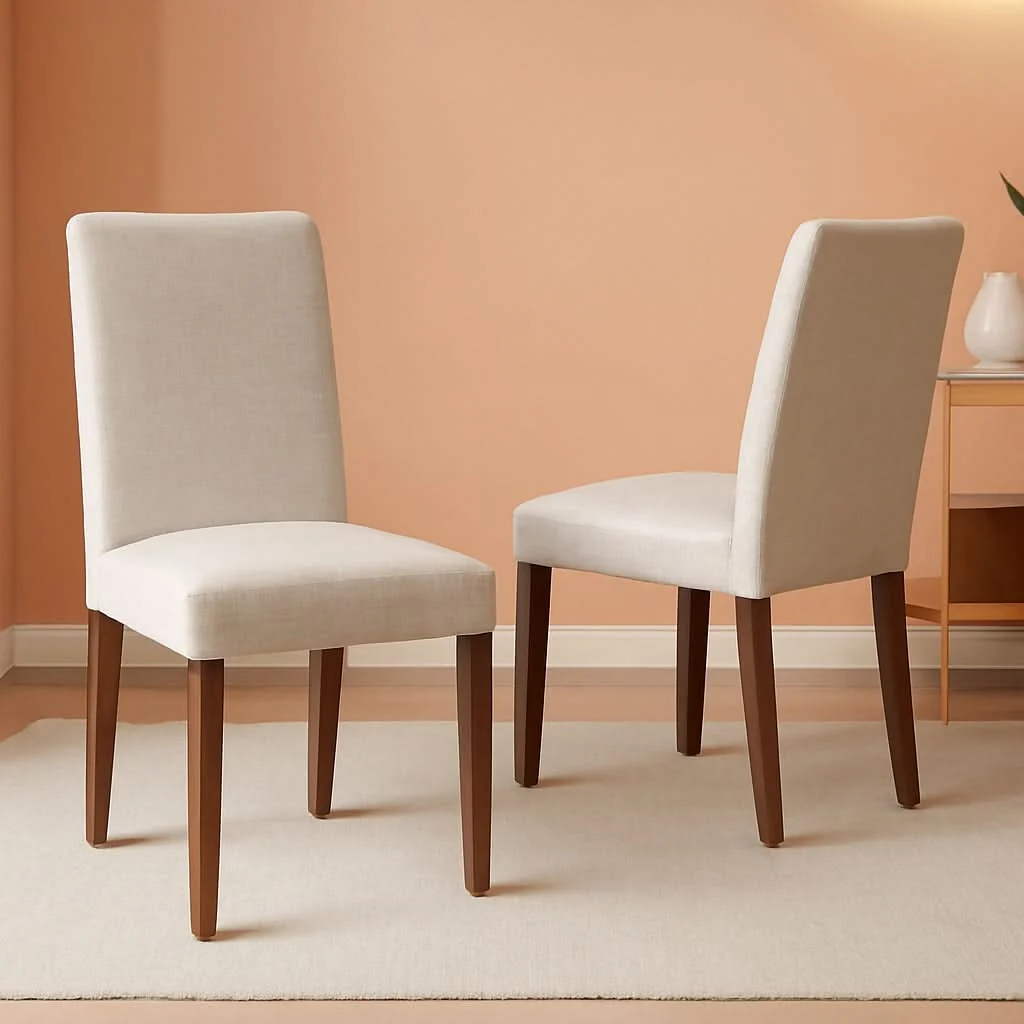 Soft Abbott Classic Parson Dining Chairs Doeskin Linen Fabric Set Of 2 Long-Lasting