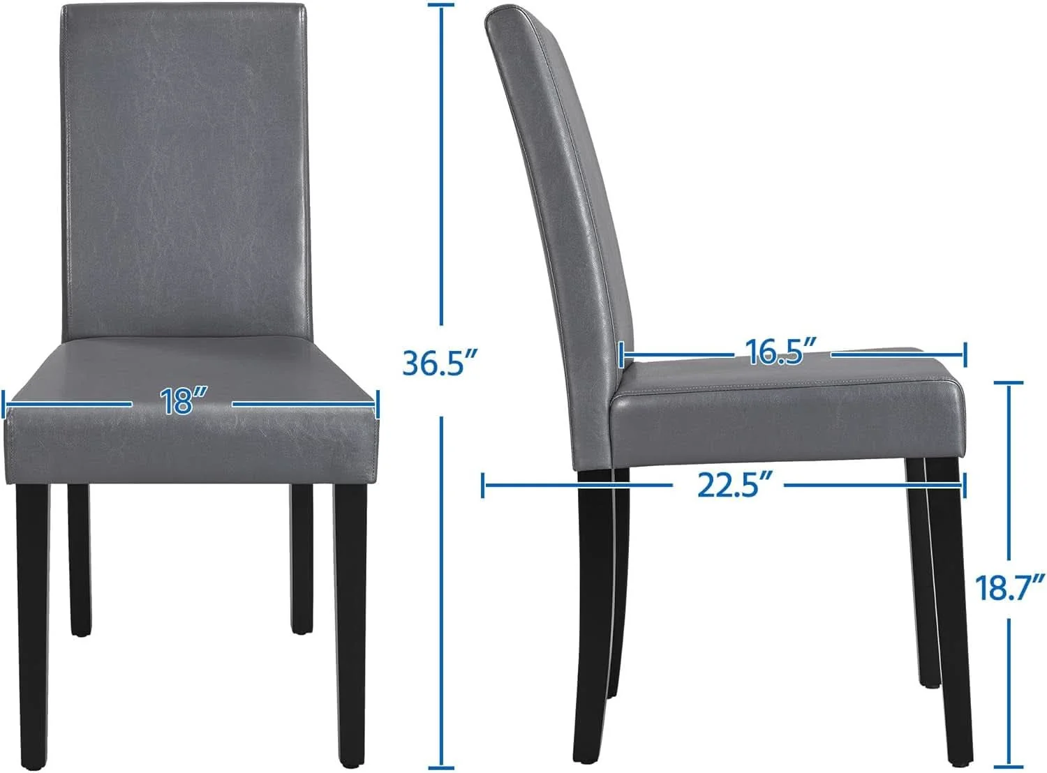 Selected Gray Faux Leather Dining Chairs Set Of 4 With Waterproof Surface Superior