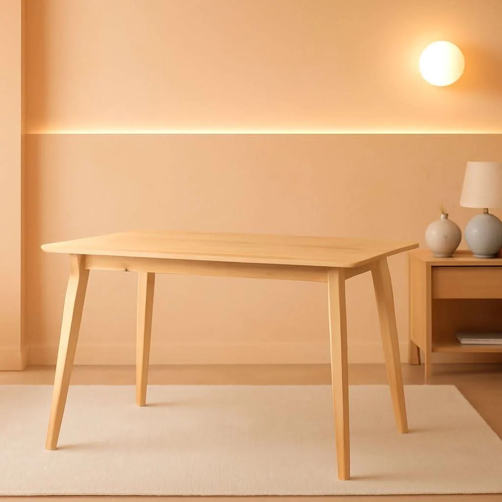 Breathable FSC Solid Wood Rectangular Dining Table Seats Four Natural F Elite