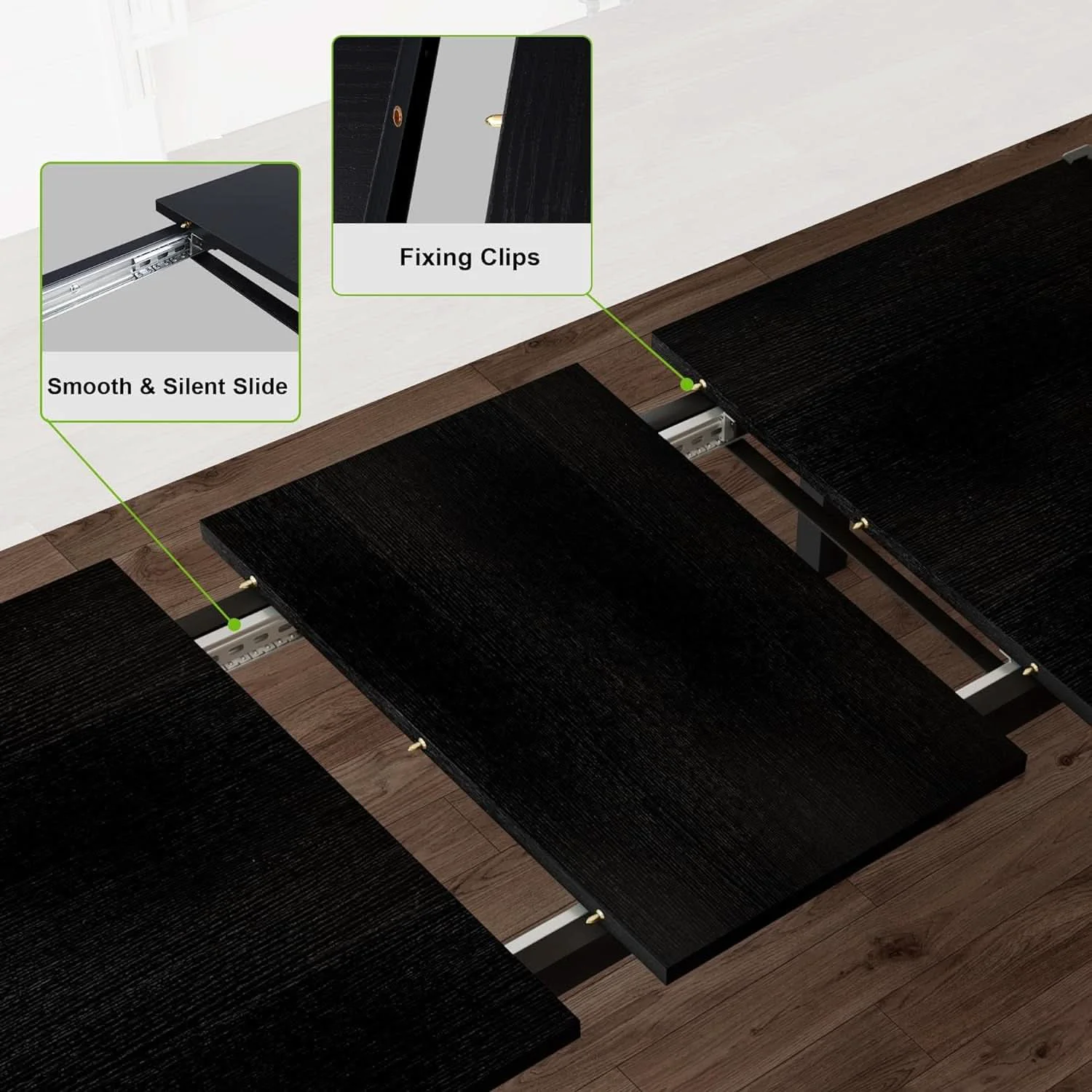 Versatile 63 Inch Extendable Dining Table Set Black For 4 To 8 Genuine