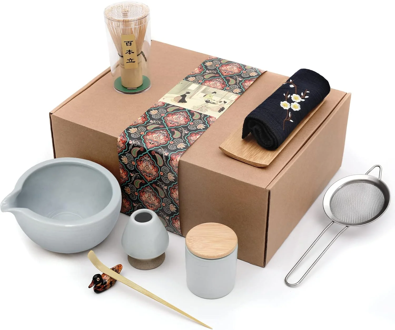 First-Class Artcome 9Pcs Japanese Matcha Tea Set Matcha Bowl with Pouring Spout Matcha Whisk Ceramic Whisk Holder Tea Scoop Matcha Powder Caddy Outstanding