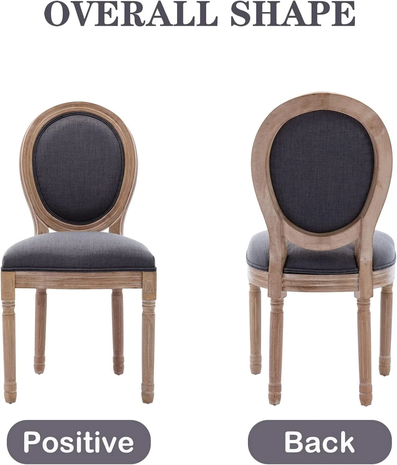 Smooth French Country Dining Chairs Set of 4 Oak Wood Round Back Solid