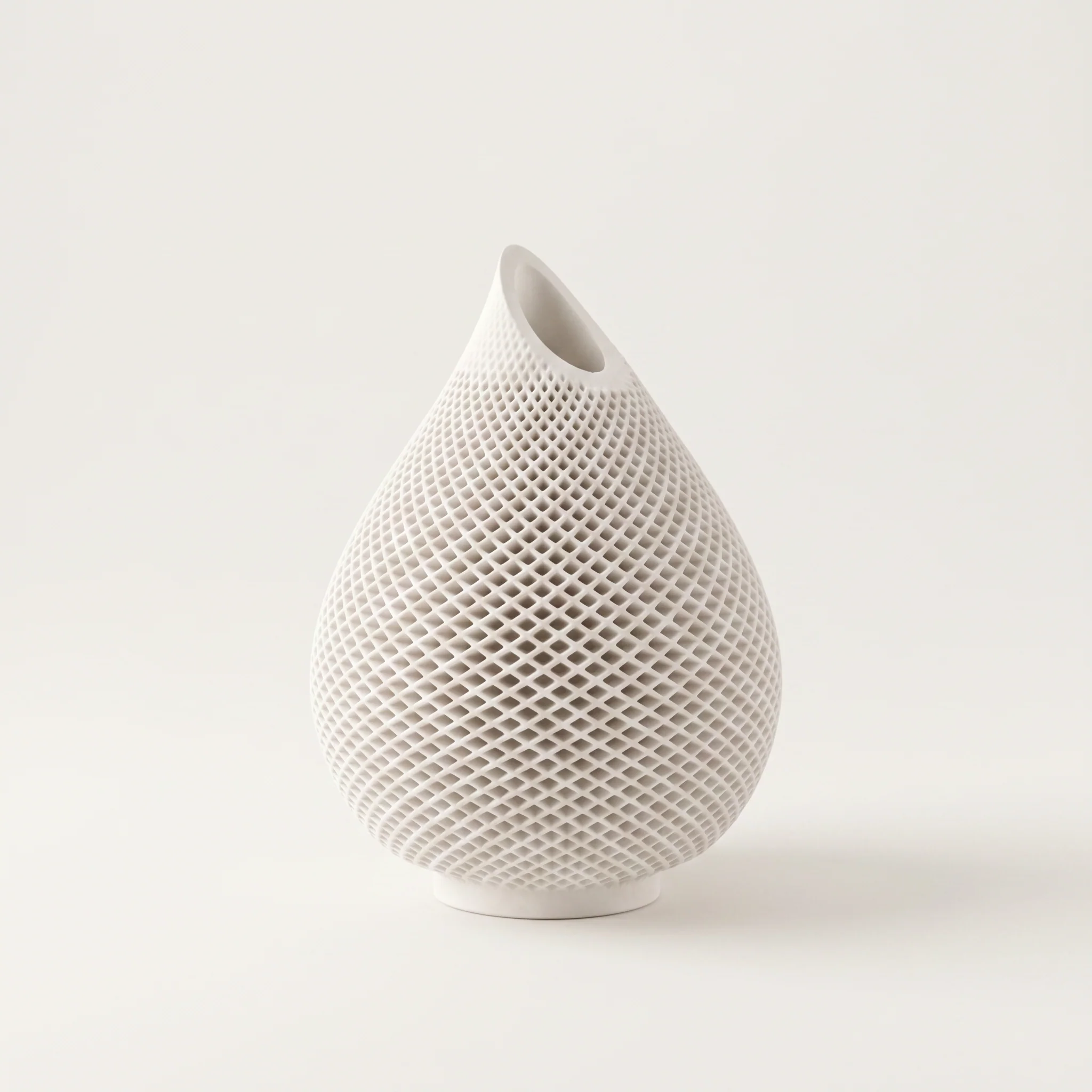 Detailed Teardrop Honeycomb Vase Gypsum White 5 Expertly Made