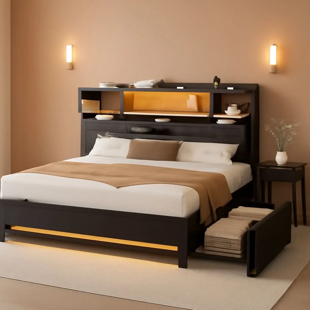 Fine King Size Velvet Microfi ber Black Upholstered Bedroom Frame User-Friendly