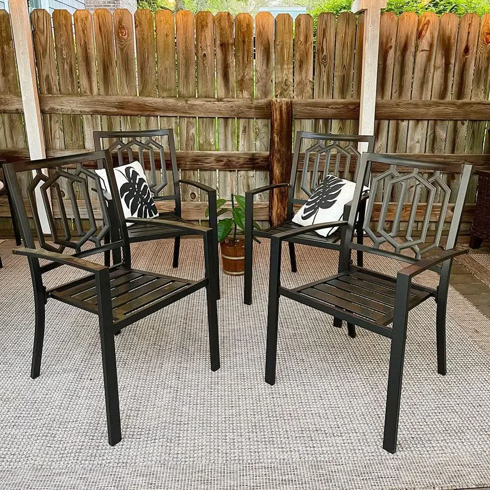 Trusted 5 Piece Metal Patio Dining Set 37 In Table And 4 Chairs Powerful