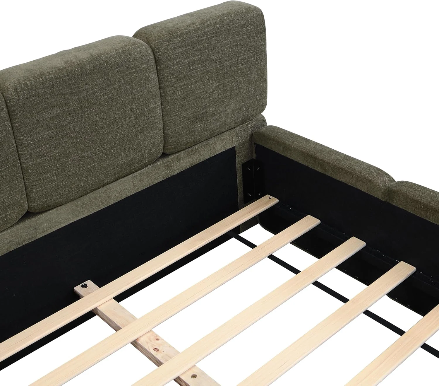 Expertly Made Queen Size Emerald Green Boucle Platform Bed Upholstered Solid
