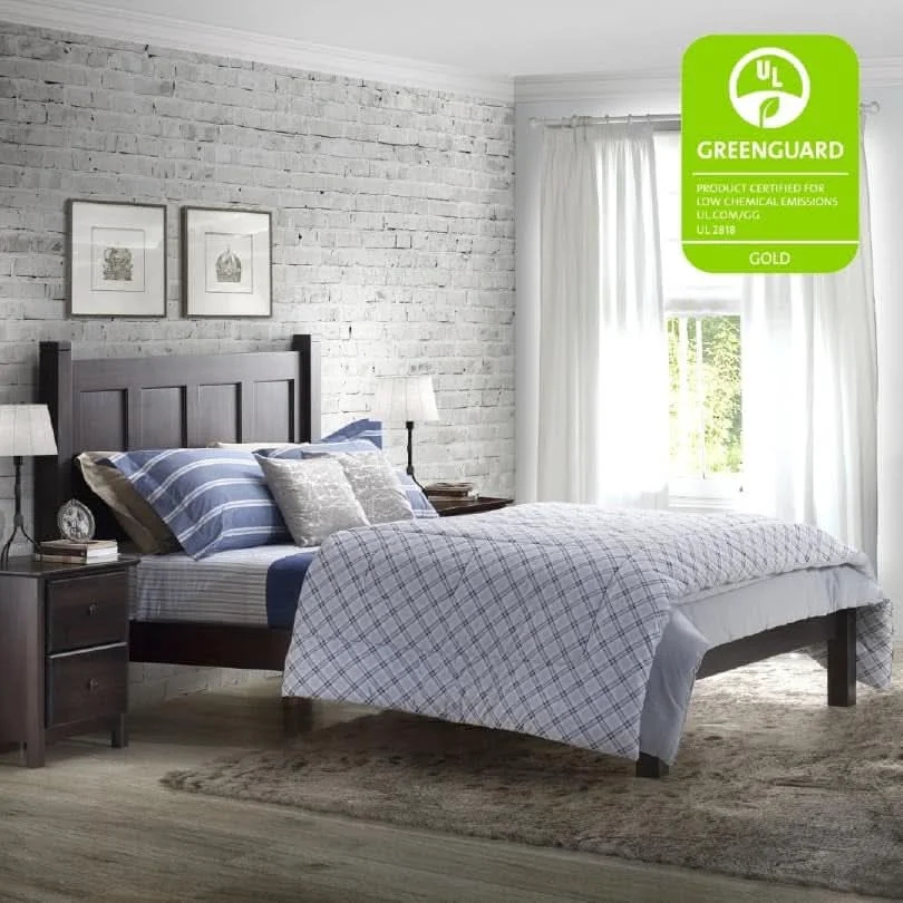 Queen Solid Renewable Pine Platform Bed Espresso Finish Specialty