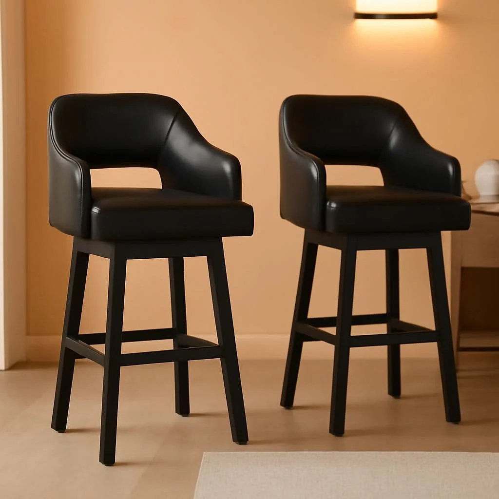 Original Design Modern Upholstered Swivel Barstool Set with Footrest Excellent