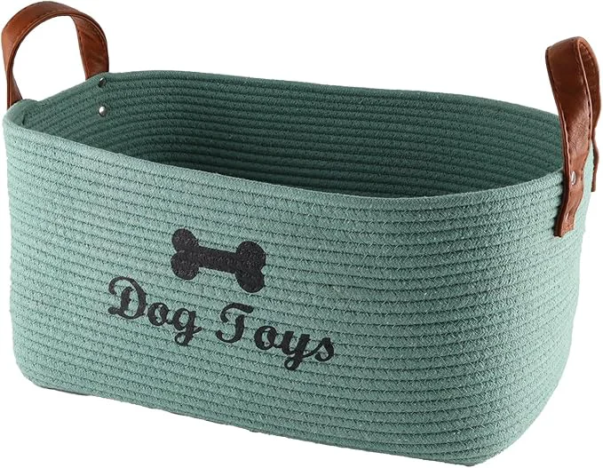 Certified Geyecete X-Large Cotton Rope Dog Basket with Leather handle Blanket Storage Basket Decorative Clothes Hamper Basket Extra Large Baskets for Blankets or Laundry-GeenAbout ThisOverview Original