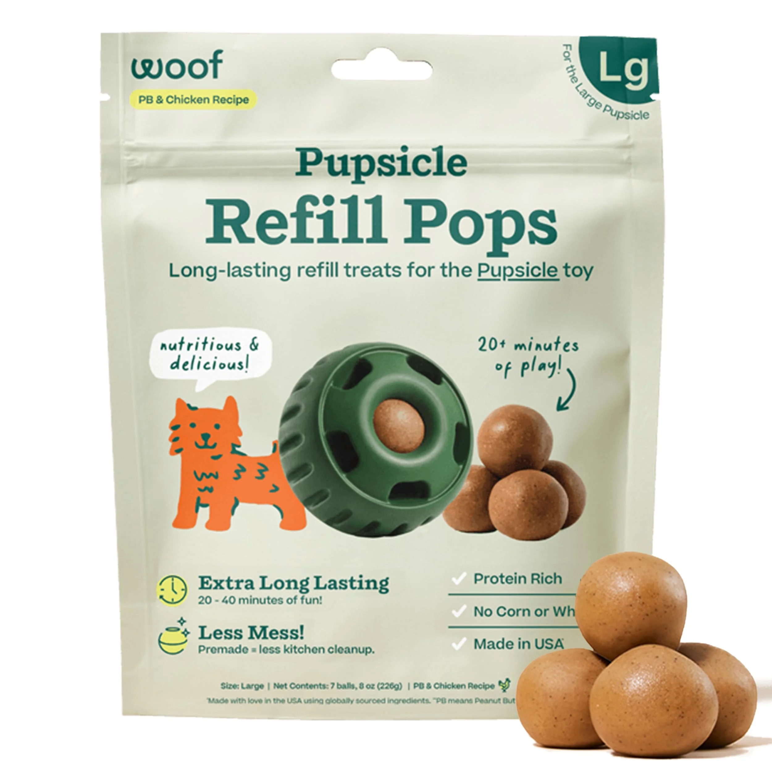 Classic WOOF Pupsicle Chicken Refill Pops – Long-Lasting Pre-Made Dog Treats 7 Count Practical