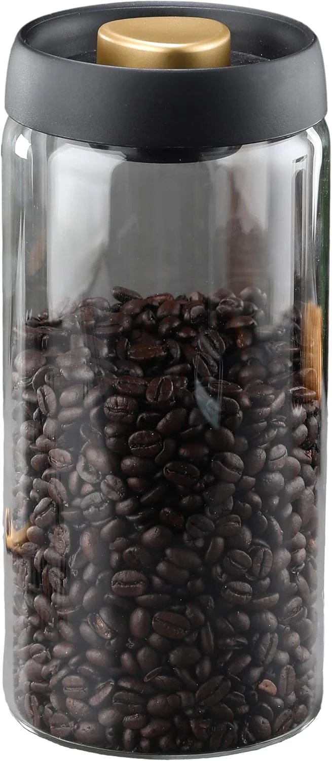 Prestigious Loez Coffee Bean Storage Container Airtight Lid Sealed with Press-Down Vacuum Borosilicate Glass Coffee Canister Food Storage Practical