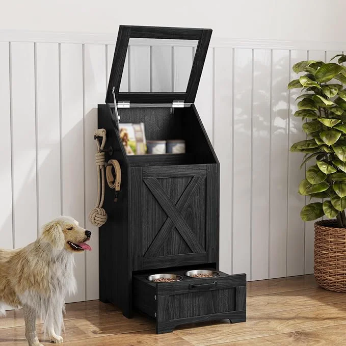Trusted Dog Feeding Station with Storage Cabinet and 2 d Dog Bowls Hidden Pet Food Storage Organizer for Dog Cat Modern Dogs Furniture BlackAbout ThisOverview Consistent