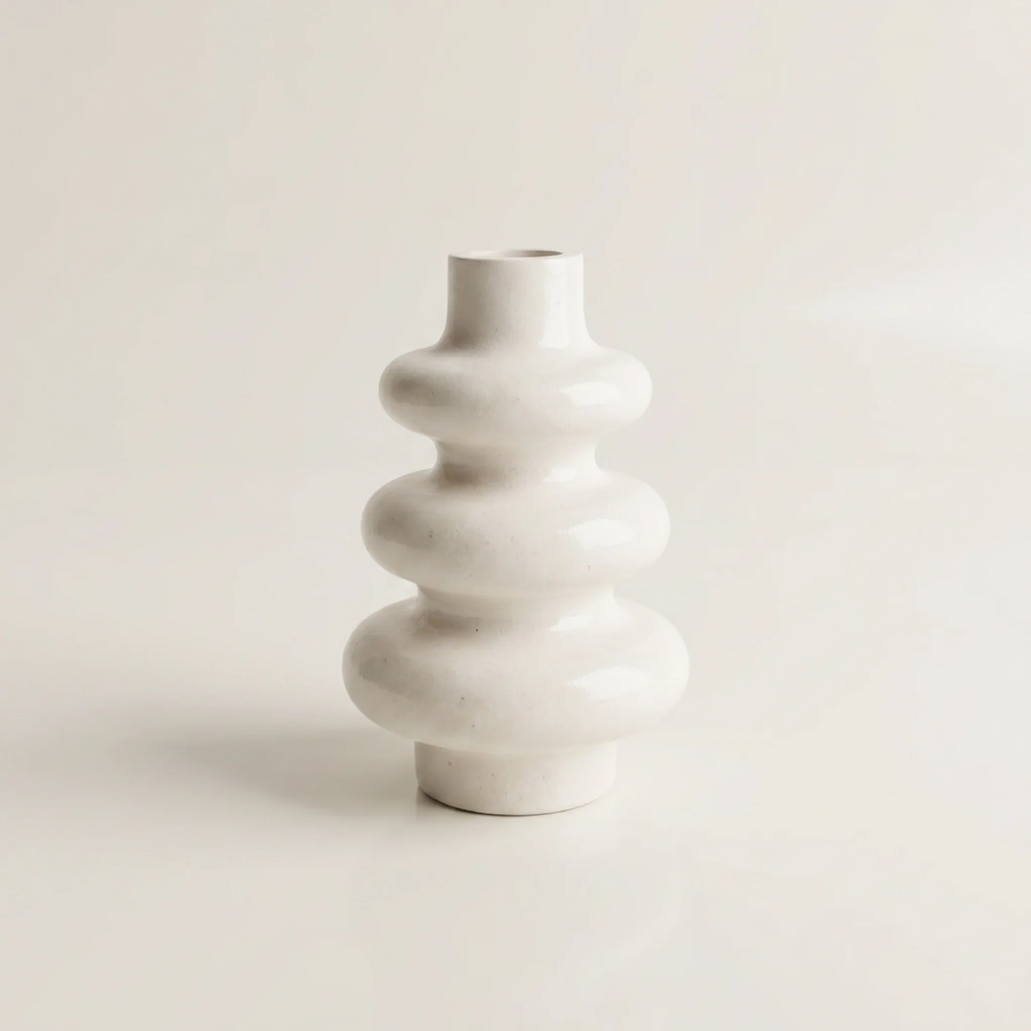 Expertly Made Stacked Bubble 3-Tier Vase Gypsum White 5 First-Class