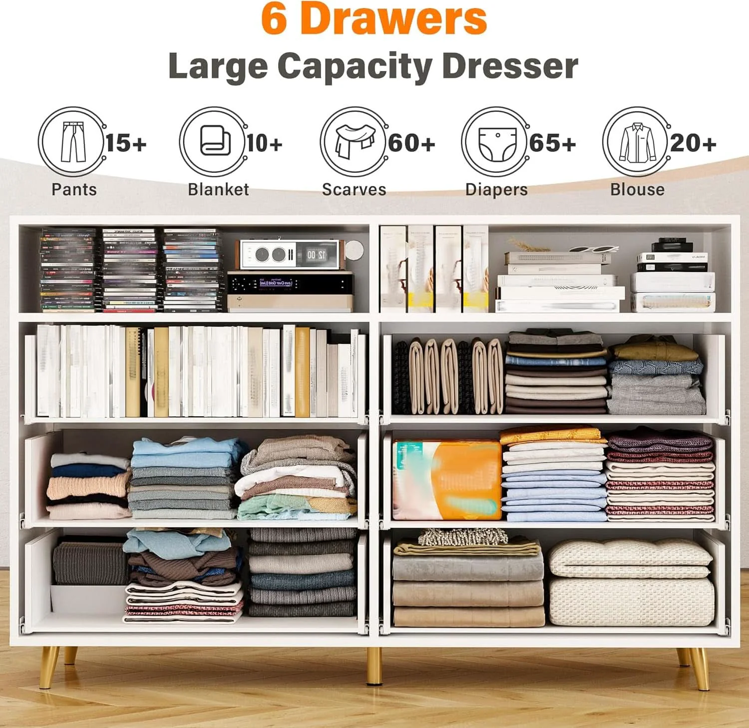 High-Performance Elegant White Dresser With Integrated LED Lighting Top-Quality