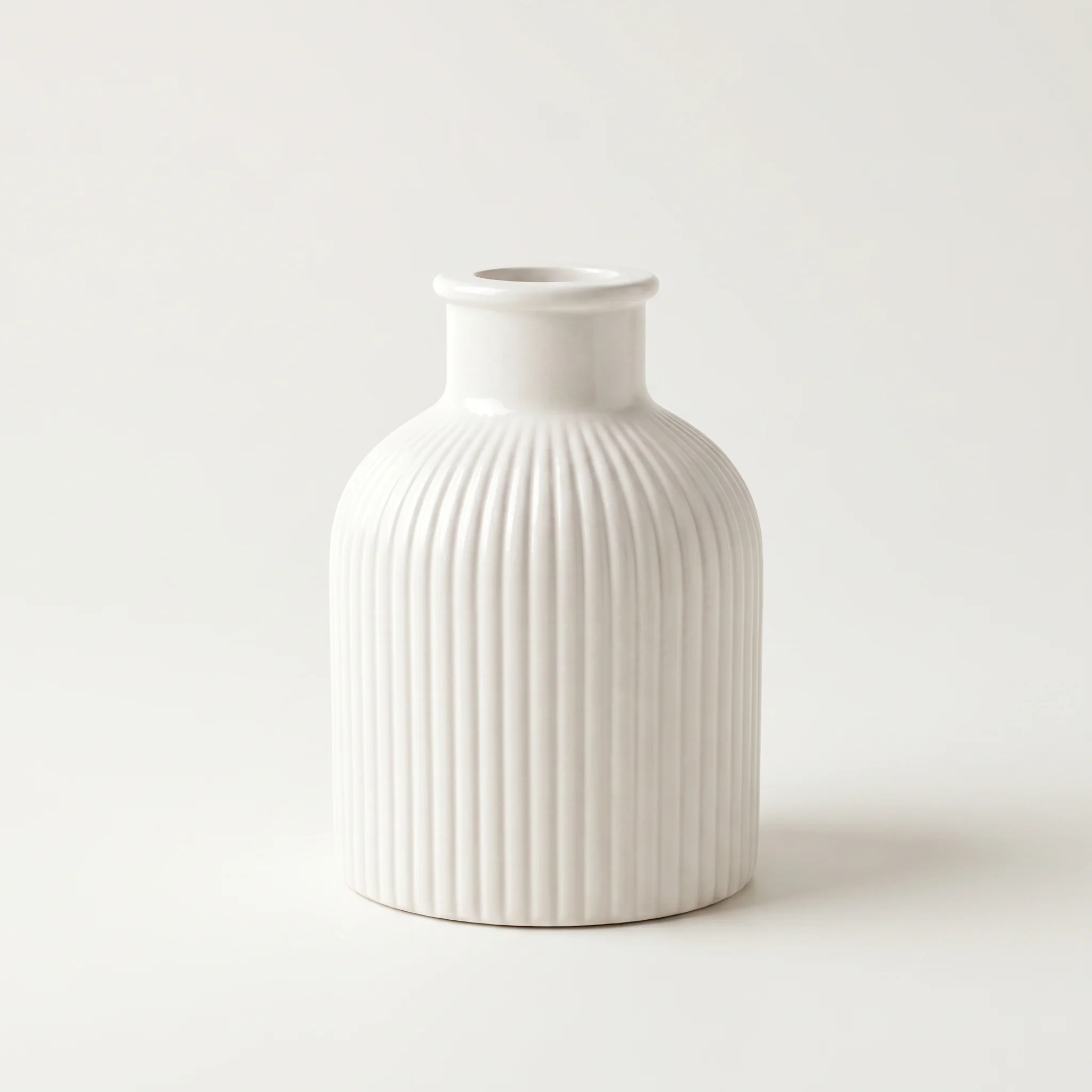 Exceptional Ribbed Bottle Vase Gypsum White 4 Solid