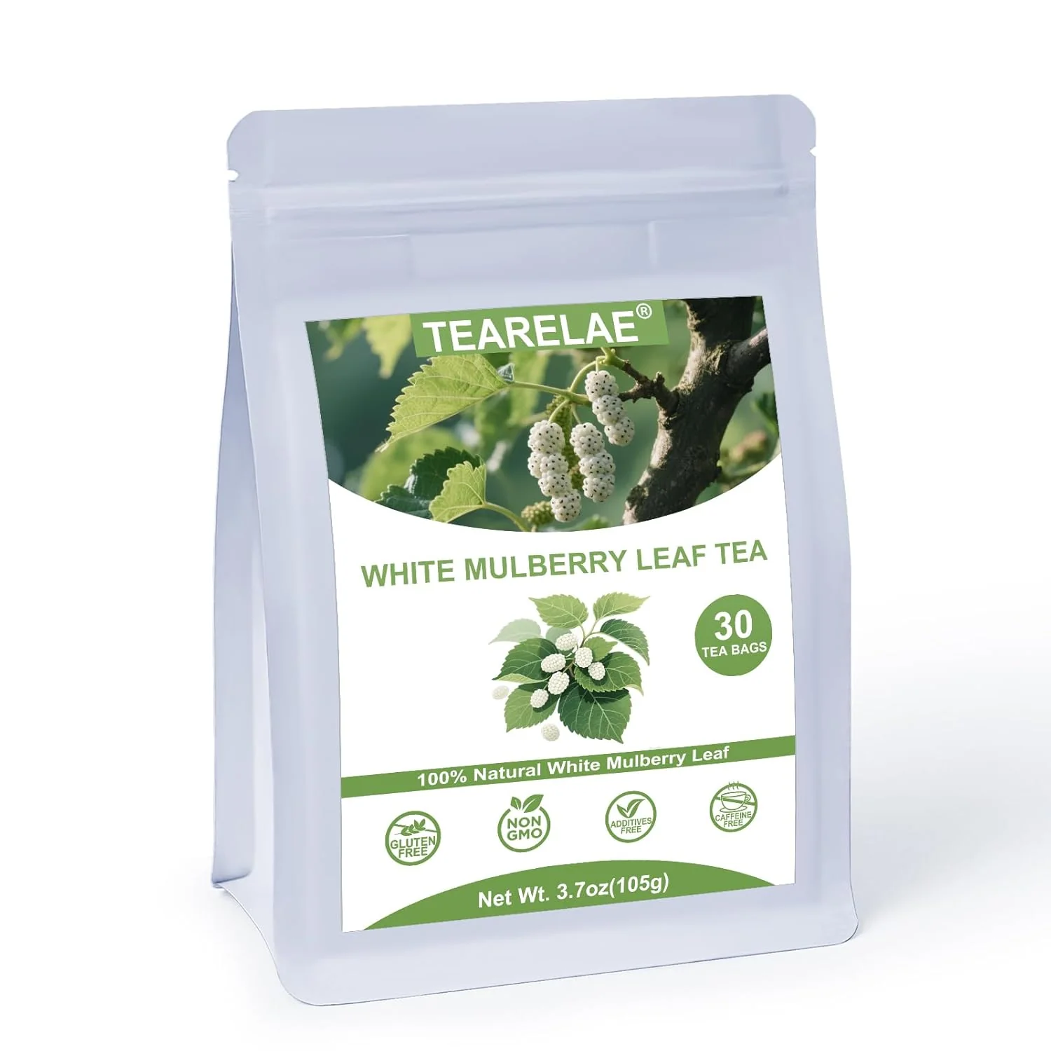 Original Tearelae – White Mulberry Leaf Tea Bags 30 Count – Premium Mulberry Tea – Caffeine- – Non-GMO – Lightly Sweet Refreshing Casual