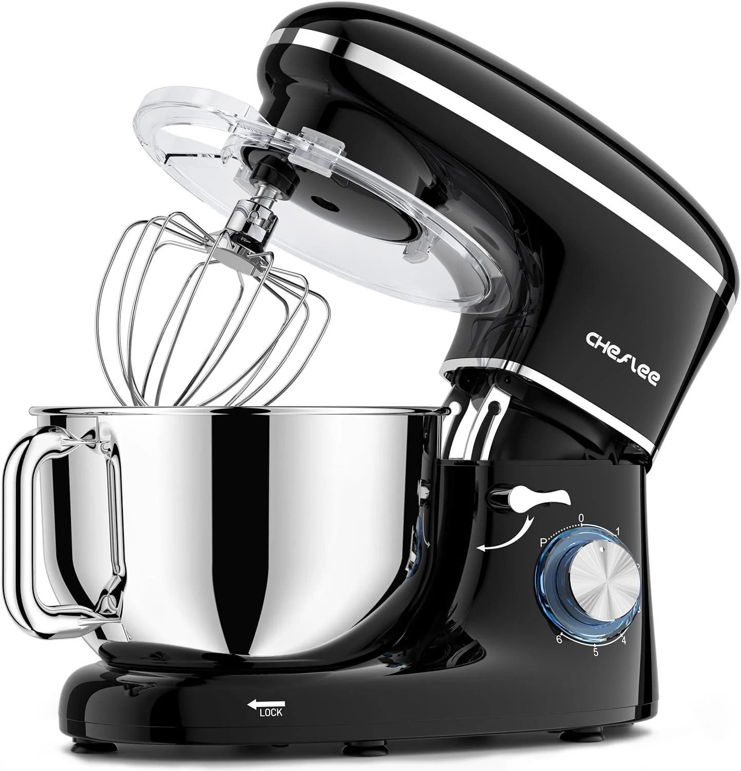 Reliable CHeflee Stand Mixer 660W 6 P With 6.5QT Stainless Steel Bowl Dough Hook Wire Whip Beater for Most Home Cooks Black Fine