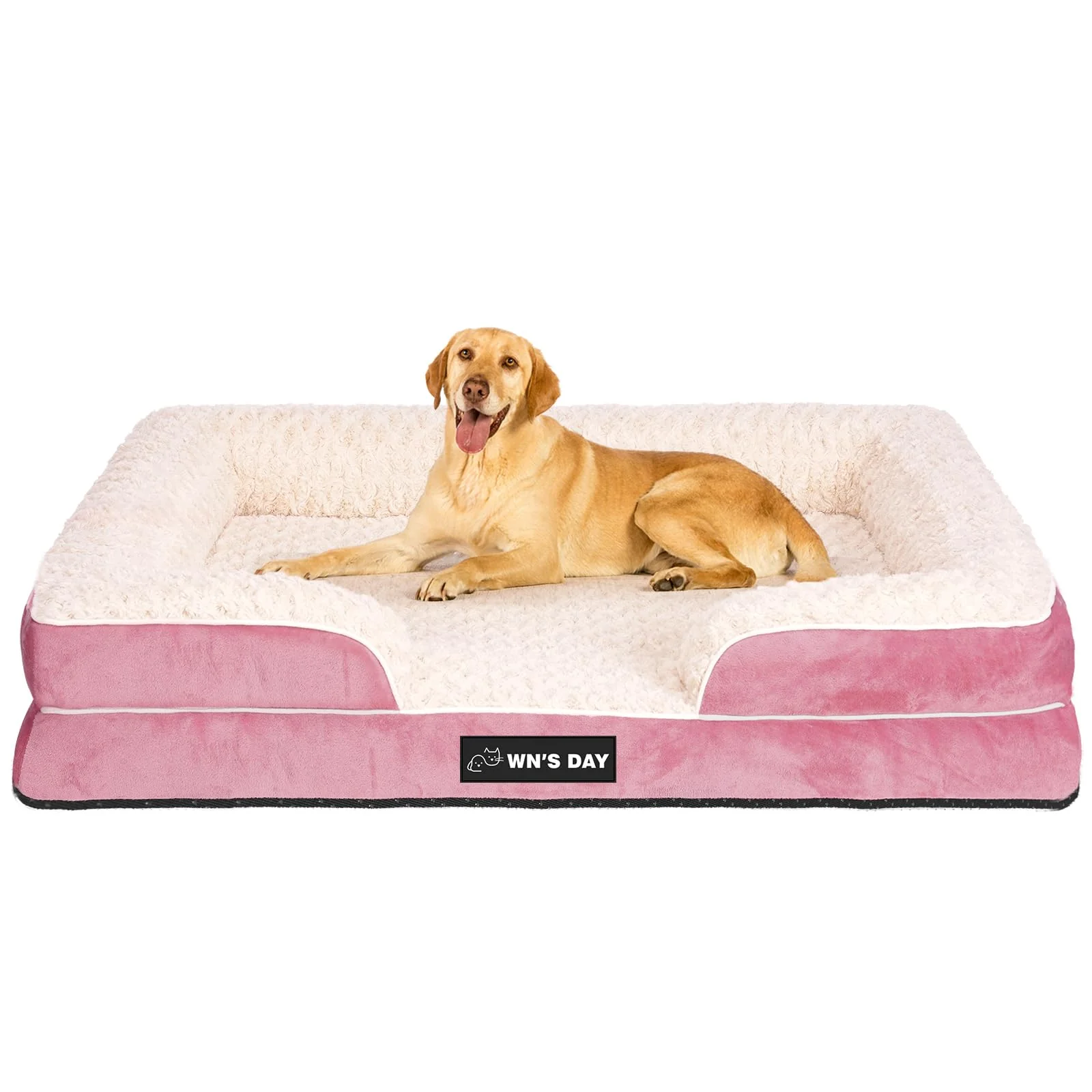Easy-to-Use Wn’s Day Orthopedic Dog Bed – Large to XXL Pink Washable Memory Foam Official