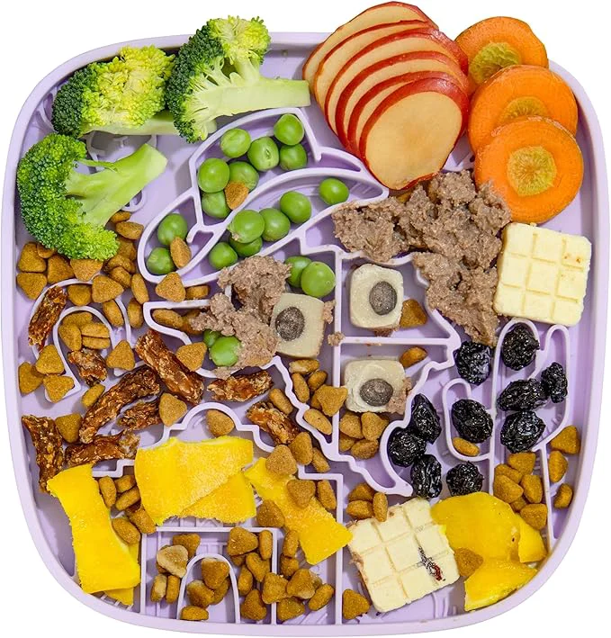 Classic Puzzle Feeder Dog Lick Mat zable Dog Enrichment Toys for Mental Stimulation and Anxiety Relief Silicone Lick Mat for Dogs and Cats Dog Slow Feeder that Supports All Types of Food PurpleAbout ThisOverview Contemporary