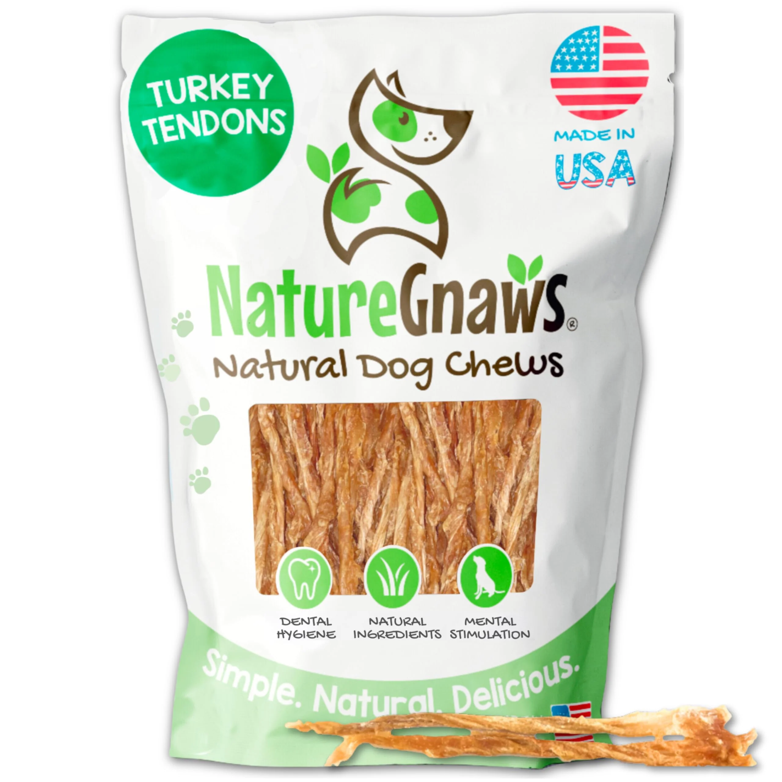 Environmentally Friendly Nature Gnaws USA Turkey Tendons for Dogs 1Lb – Grain- USA-Sourced Chew Treats for All Breeds First-Class
