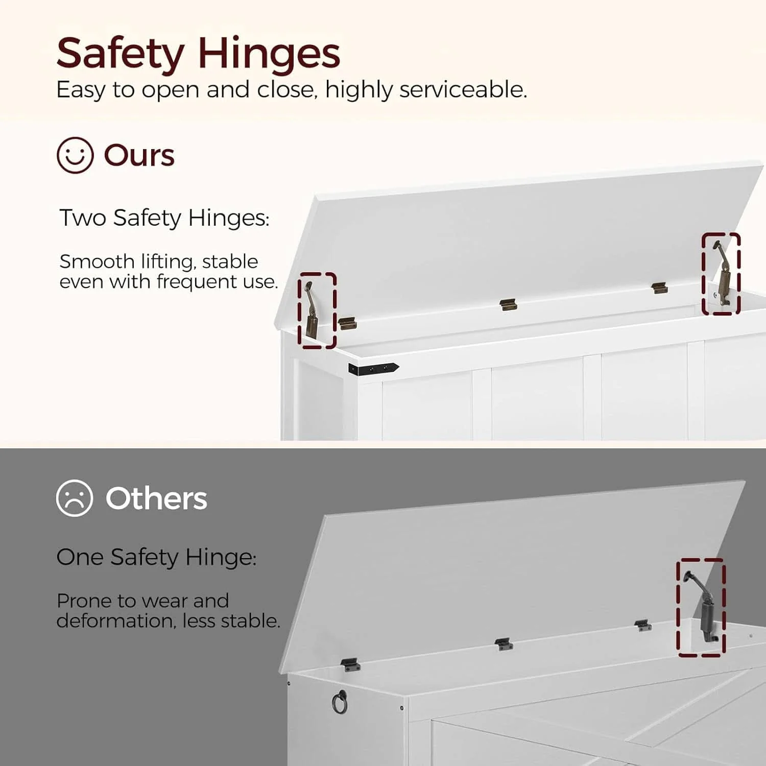 Original Premium White Storage Chest 47.2 Inches Contemporary Breathable