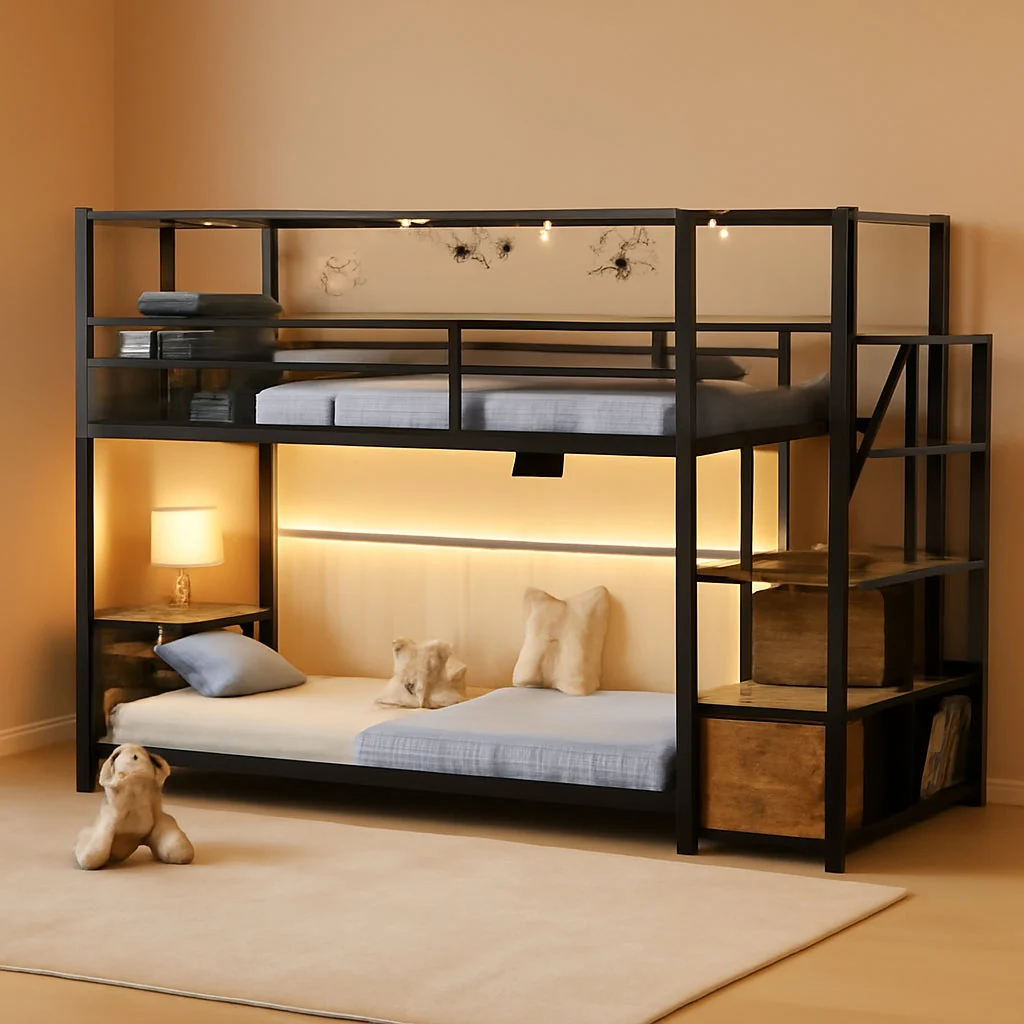 Specialty TwinOverTwin Black Metal Bunk Bed With StorageDrawers Responsible