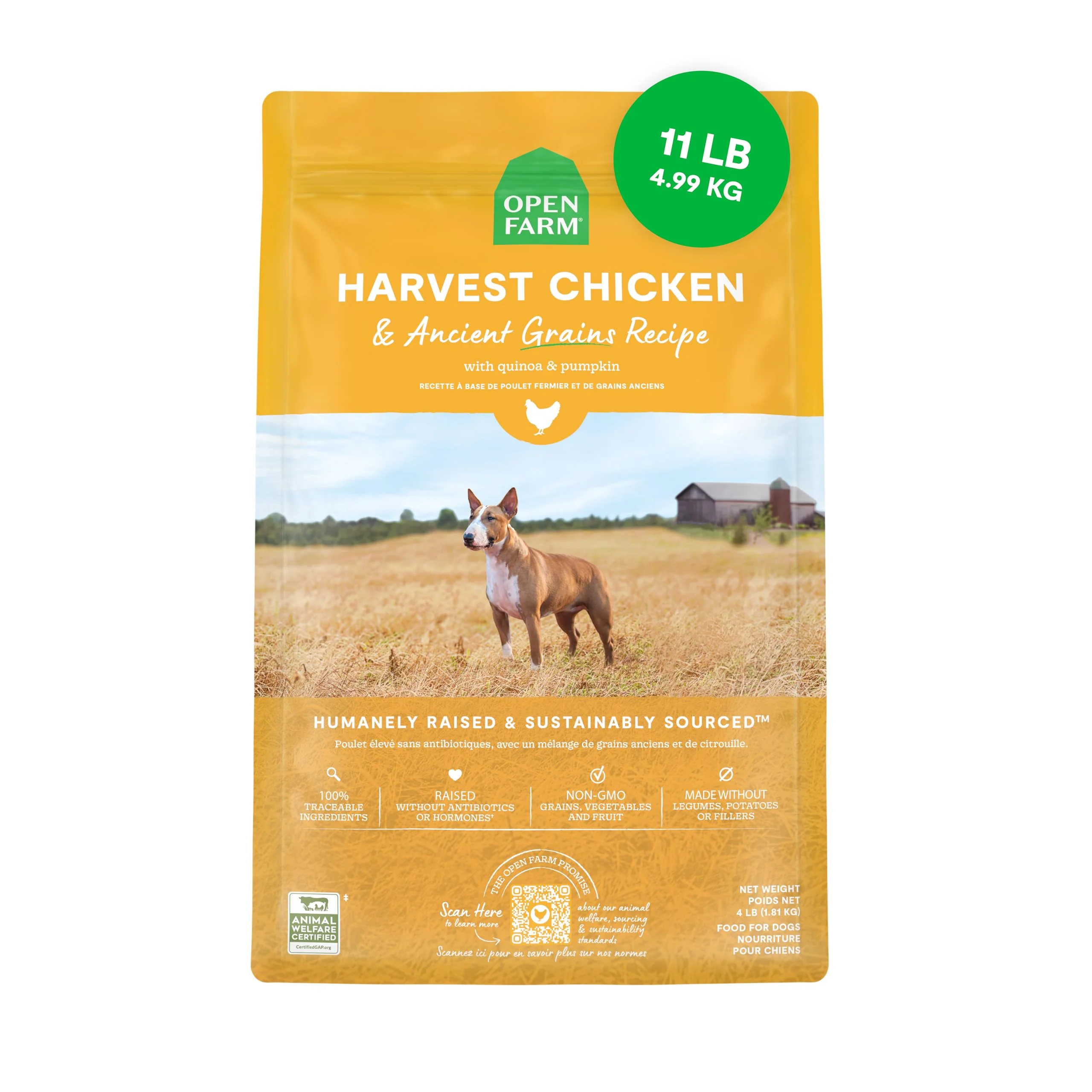 High-End Open Farm Ancient Grains Dry Dog Food – Harvest Chicken Recipe 11lb Protein-Rich Non-GMO Veggies Trusted