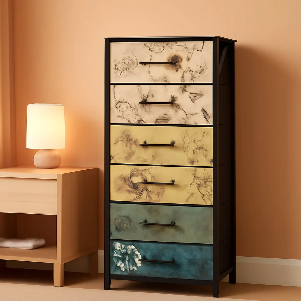 User-Friendly Tallest Six Drawer Dresser Featuring Walnut Finish Detailed